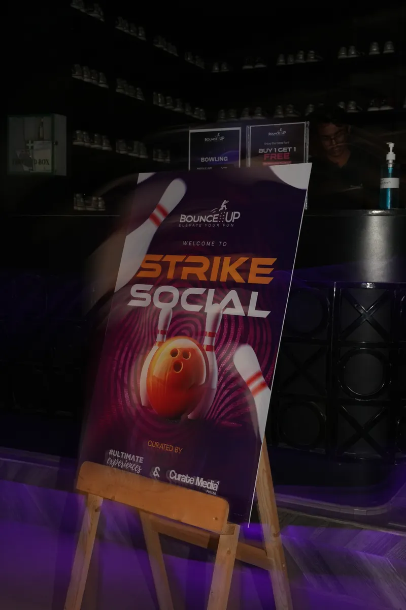 Strike Social welcome signage at BounceUp